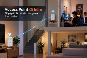 Access Point đi kèm bản F1 giúp giữ kết nối khi bàn game ở xa modem. 