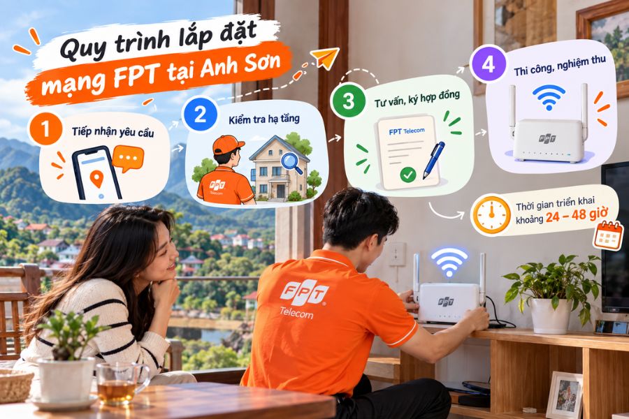 Lắp mạng FPT Anh Sơn qua các bước đăng ký và lắp đặt