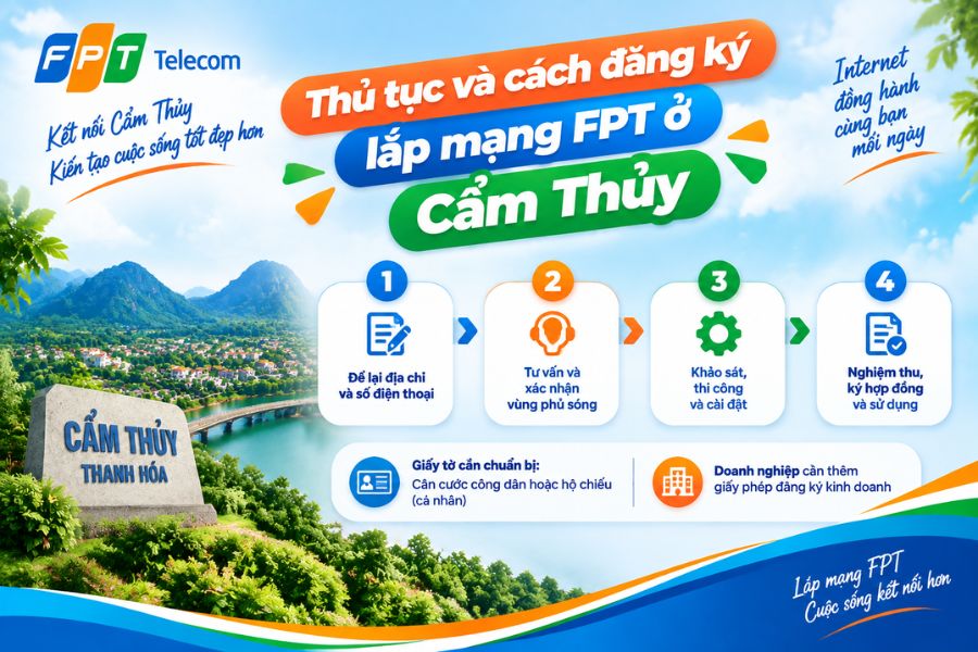Lắp mạng FPT Cẩm Thủy dễ dàng với thủ tục nhanh gọn
