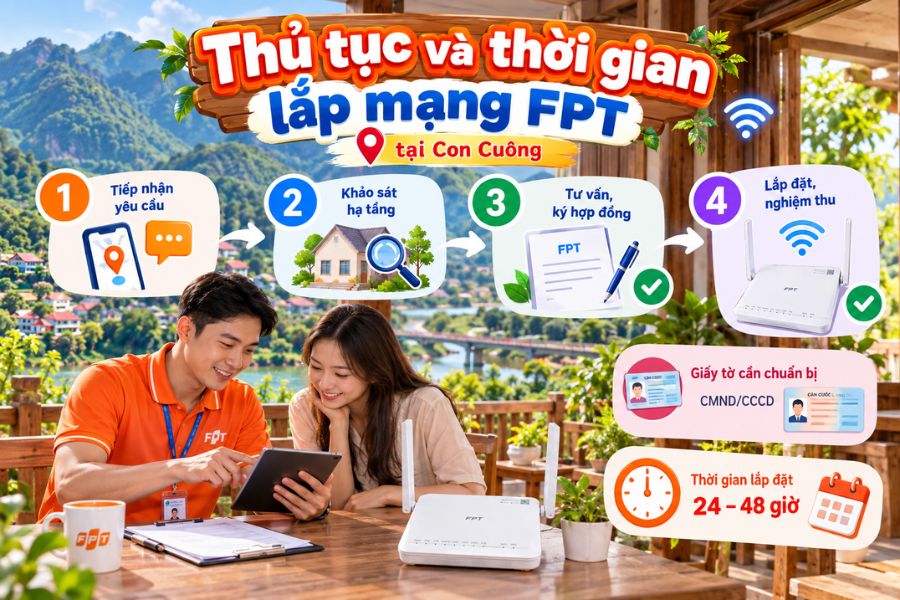 Lắp mạng FPT Con Cuông với quy trình lắp đặt rõ ràng
