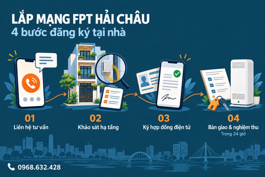Quy trình 4 bước đăng ký lắp mạng ở Hải Châu