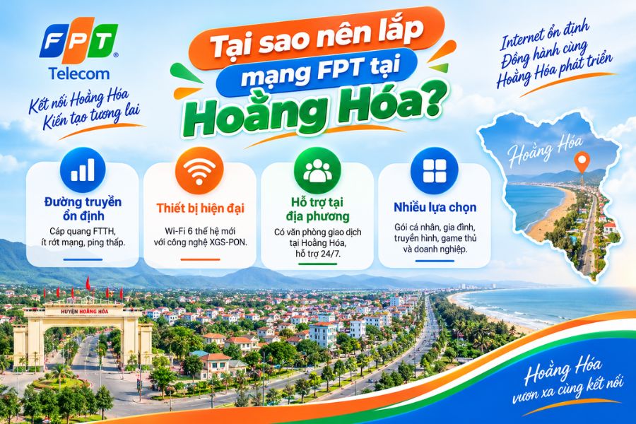 Lắp mạng FPT Hoằng Hóa với đường truyền ổn định, thiết bị hiện đại