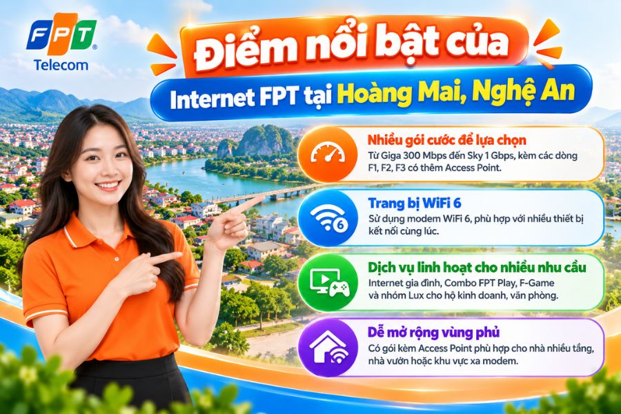 Lắp mạng FPT Hoàng Mai với nhiều gói cước và WiFi 6