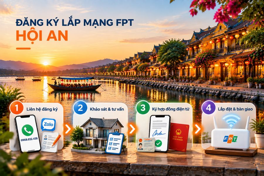 4 bước đăng ký lắp mạng FPT Hội An