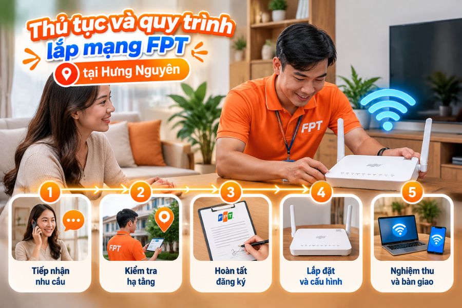 Lắp mạng FPT Hưng Nguyên với quy trình đăng ký nhanh