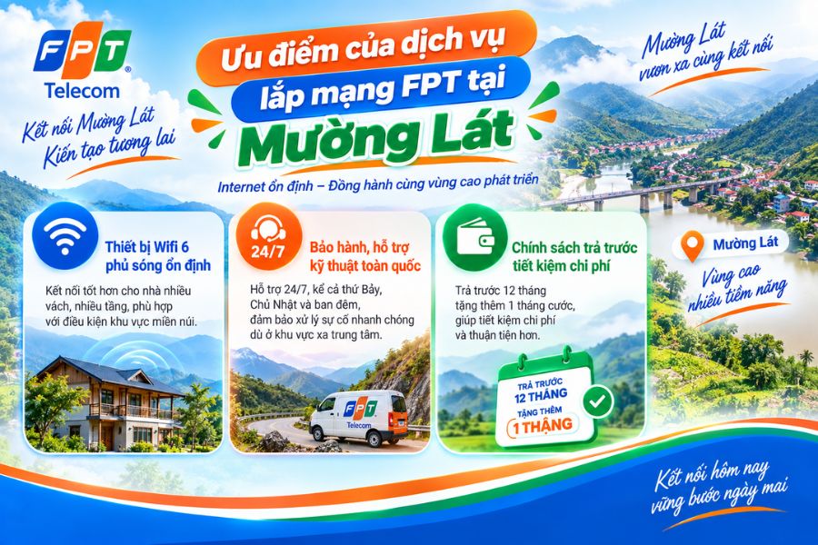 Lắp mạng FPT Mường Lát mang đến WiFi ổn định