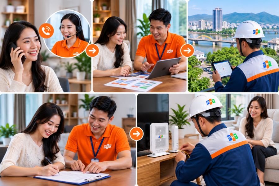 Quy trình lắp đặt mạng FPT tại Nghệ An