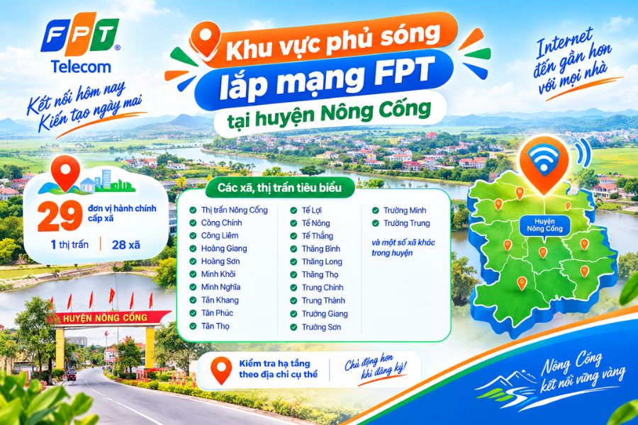 Lắp mạng FPT Nông Cống phủ sóng nhiều khu vực