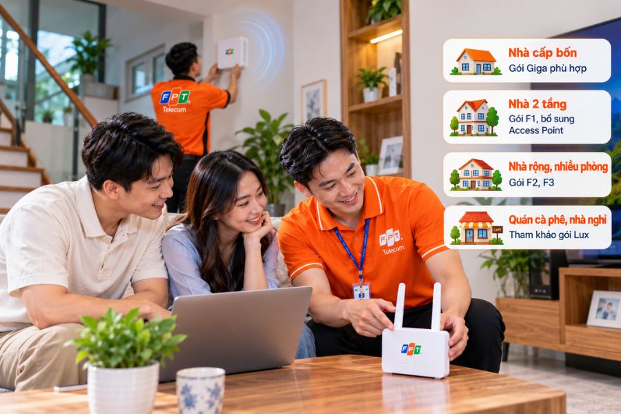 Lắp mạng FPT Thường Xuân cần lựa chọn theo diện tích nhà và nhu cầu sử dụng Internet
