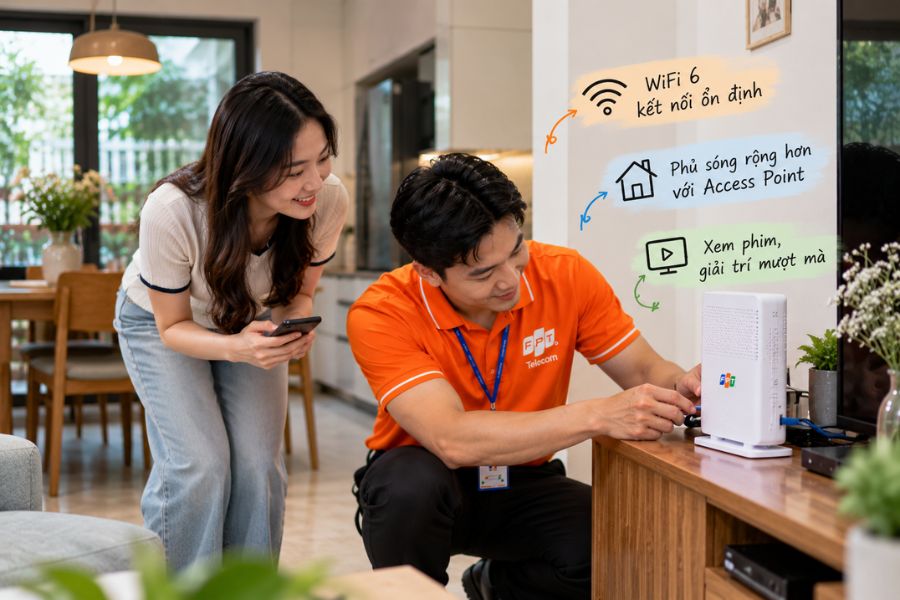 Lắp mạng FPT Thường Xuân với nhiều lựa chọn tốc độ, modem WiFi 6