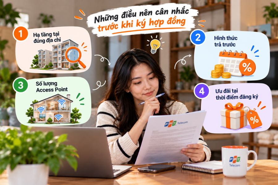 Lắp mạng FPT Vinh nên kiểm tra hạ tầng, hình thức thanh toán, Access Point và ưu đãi trước khi ký