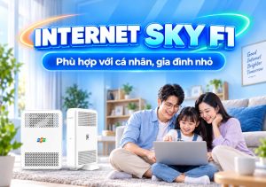 Sky F1 dùng đường truyền cáp quang FTTH kết hợp Modem Wi-Fi 6 và Access Point.