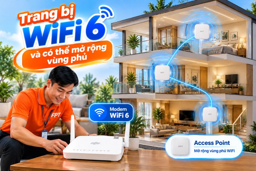 Lắp mạng FPT Nam Đàn với WiFi 6 phủ sóng rộng